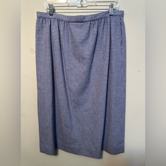 Vintage 80s Pendleton Herringbone Blue‎ Tweed 100% Wool Skirt Classic Size 18 - Picture 4 of 4